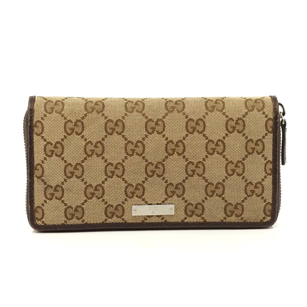 Auth Gucci Zippy Wallet Brown Canvas #N4622C74